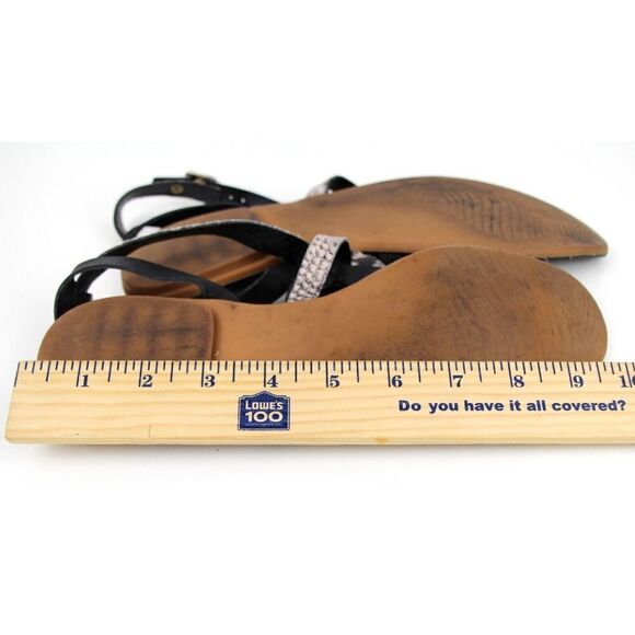 A.Gianetti ITALY GRAY BLACK GENUINE LEATHER STRAPPY FLAT SANDALS SHOES Size 9.5 - Picture 11 of 11